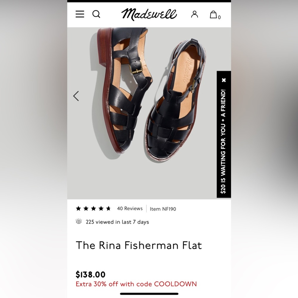 Madewell Rina Fisherman Flat size 8